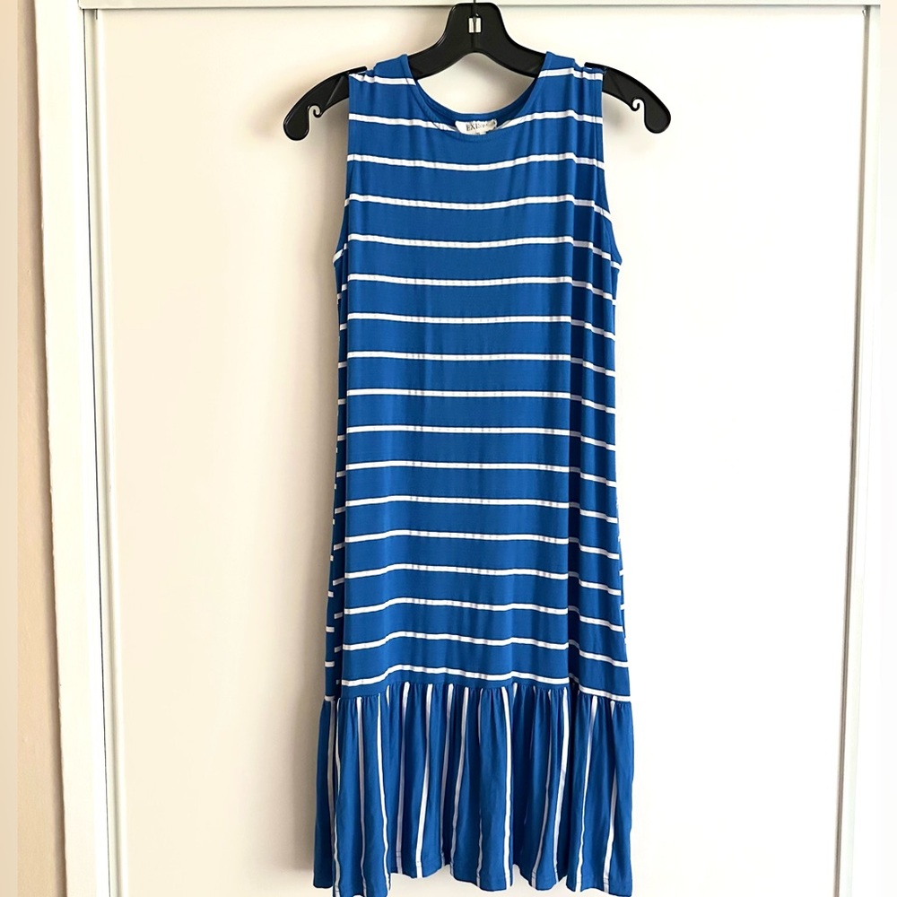 Women’s Sz S Blu/Wht Stripe Low Drop Waist Dress by Exist